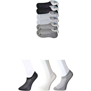 Royaleks 6 Çift Gri ve Beyaz Erkek Görünmez Çorap