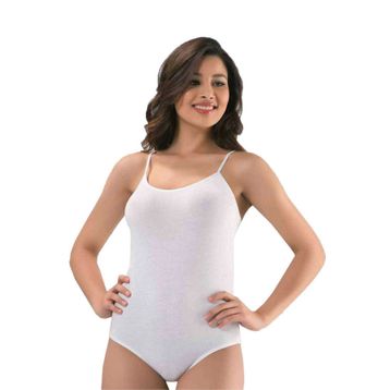 Royaleks Battal Beden İp Askılı Beyaz Kadın Çıtçıtlı Body