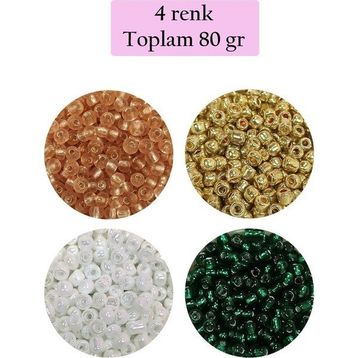 Royaleks BNC416 8/0 3 mm 4 Renk Toplam 80 gr Dökme Cam Kum Boncuk