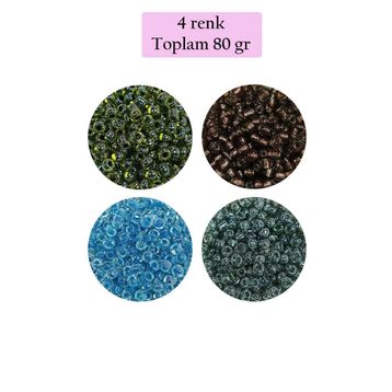 Royaleks BNC423 8/0 3 mm 4 Renk Toplam 80 gr Dökme Cam Kum Boncuk