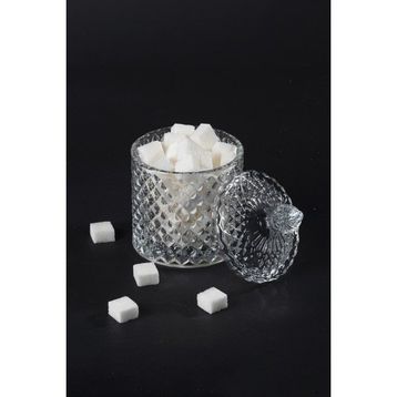 Royaleks RYL-HMCM1010 Kristal 8x8 cm Desen Noktalı Işleme Kapaklı Çay Sunum Şekerlik