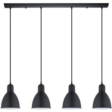 Rsylight 100 cm Retro Metal Masa Üstü Rustik 4'lü Siyah Sarkıt Avize