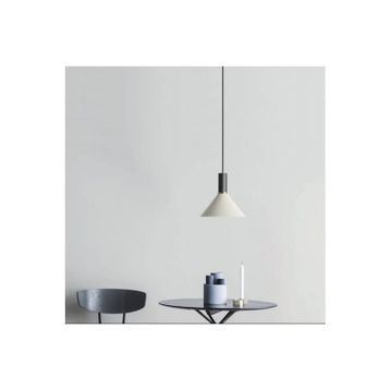 Rsylight 30 cm Retro Metal Dekoratif Beyaz İçi Beyaz Siyah Duylu Tekli Beyaz Sarkıt Avize
