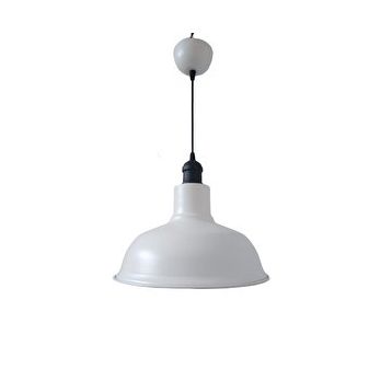 Rsylight 30 cm Retro Metal Dekoratif Beyaz İçi Beyaz Siyah Duylu Tekli Beyaz Sarkıt Avize