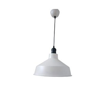Rsylight 30 cm Retro Metal Dekoratif Beyaz İçi Beyaz Siyah Duylu Tekli Beyaz Sarkıt Avize
