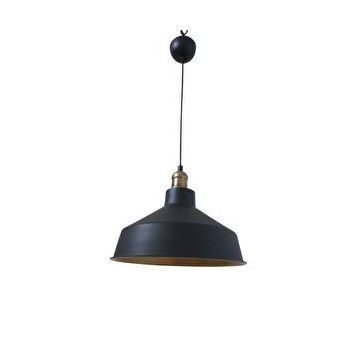 Rsylight 30 cm Retro Metal Siyah Dekoratif Eskitme Duylu Kafe Siyah İçi Gold Mutfak Avize