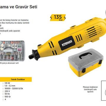 Rtr Max RTM132 135 Watt Mini Taşlama Ve Gravür Seti