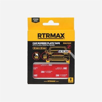 RTRMAX RNU1001 65 mm x 25 mm 8 Adet Çift Taraflı Oto Plaka Montaj Plaka