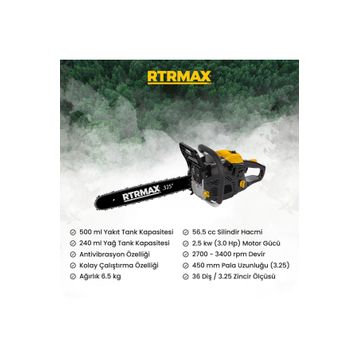 RTRMAX RTM960 Benzinli 3 HP 45 cm Pala Ağaç Motoru