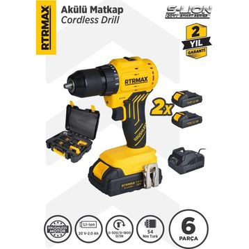 RTRMAX RTS5010 20 V 2x2 Ah Akülü Kömürsüz Darbesiz Matkap