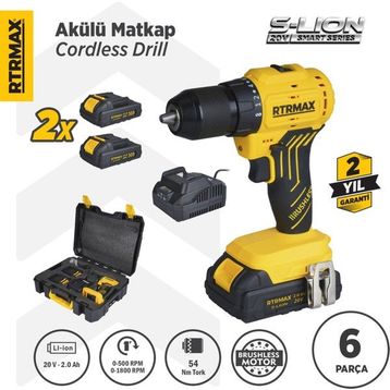 RTRMAX RTS5010 20 V 2x2 Ah Akülü Kömürsüz Darbesiz Matkap