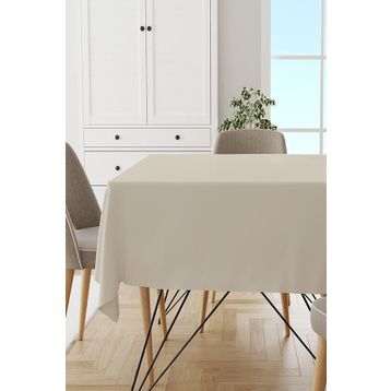 Rugviva MSO003 Ekru Sade Tay Tüyü Kadife Leke Tutmaz Dokuma Kumaş Düz Tek Renk 140x100 cm Masa Örtüsü