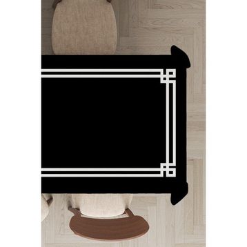 Rugviva MSO126 Dokuma Elit Kumaş Çerçeveli Siyah Leke Tutmayan 140x100 cm Masa Örtüsü