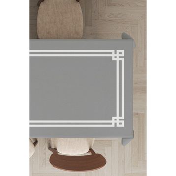 Rugviva MSO279 Dokuma Elit Kumaş Çerçeveli Açık Gri Leke Tutmayan 140x100 cm Masa Örtüsü