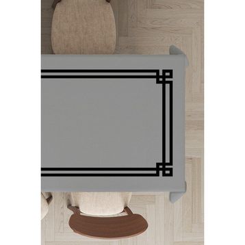 Rugviva MSO280 Dokuma Elit Kumaş Çerçeveli Gri Leke Tutmayan 140x100 cm Masa Örtüsü