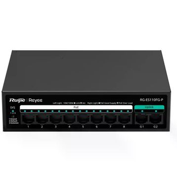Ruijie Reyee RG-ES110FG-P 8 Port FE PoE 110W 2 Port Gigabit Yönetilemez Switch