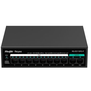 Ruijie Reyee RG-ES110FG-P 8 Port FE PoE 110W 2 Port Gigabit Yönetilemez Switch