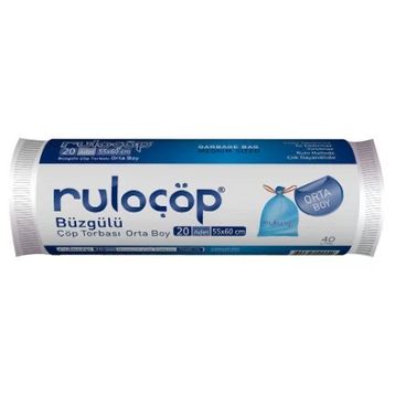 Ruloçöp 10'lu 55x60 cm Orta Boy Kokusuz Büzgülü Çöp Torbası