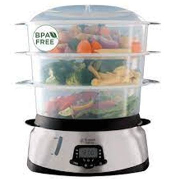 Russell Hobbs 23560-56 Dijital Ekran+Programlanabilir Zamanlayıcı 3 Bulaşık Makinesinde Yıkanabilir Buharlayıcı+Pirinç Kasesi+8 Yumurta Tutucu Bpa İçermez 10.5 lt Dijital Buharlı Pişirici