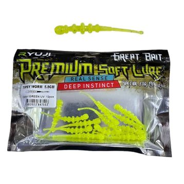 Ryuji Tipsy Worm 5.8 cm 12 Adet Green Silikon Yem
