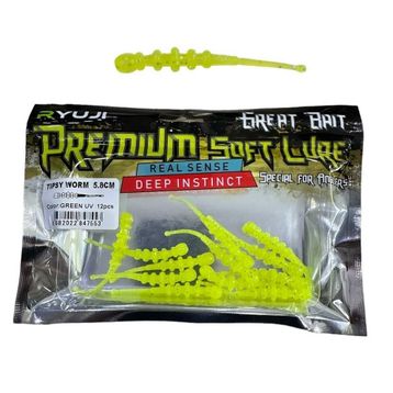 Ryuji Tipsy Worm 5.8 cm 12 Adet Green Silikon Yem