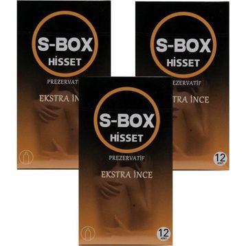 S-Box 12'li Ekstra İnce 3'lü Hisset Prezervatif