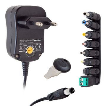 S-Link SL-128C 3 Volt - 12 Volt 8 Uçlu Switch Mode Plastik Kasa Adaptör