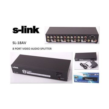 S-Link SL-18AV Siyah 8'li AV Splitter