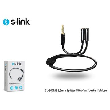 S-Link SL-302MS 3,5mm Splitter Mikrofon Speaker Kablosu