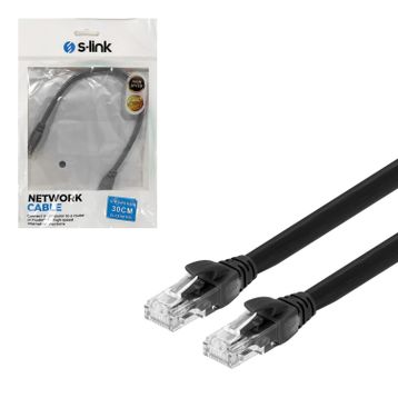 S-Link SL-CAT6030BK Cat6 Patch UTP Siyah 30 cm Network Ethernet Kablo