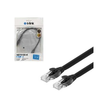 S-Link SL-CAT6030BK Cat6 Patch UTP Siyah 30 cm Network Ethernet Kablo