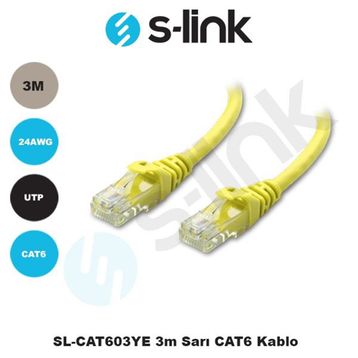 S-Link SL-CAT603YE Sarı Ağ Kablosu