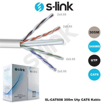 S-Link SL-Cat608 Gri Cat6 Utp Patch Kablo