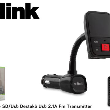 S-link SL-FM65 SD/Usb Destekli + 2.1A Usb Şarj Portlu Fm Transmitter