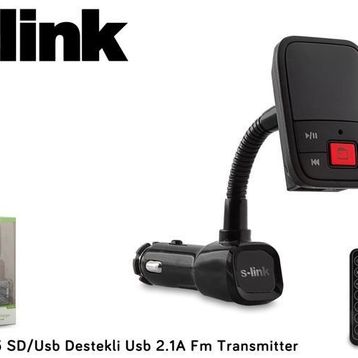 S-link SL-FM65 SD/Usb Destekli + 2.1A Usb Şarj Portlu Fm Transmitter