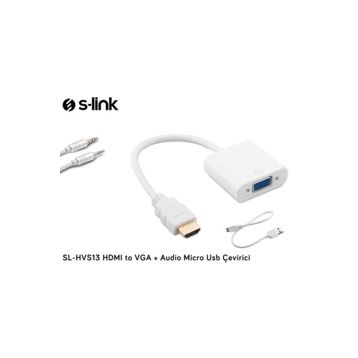 S-Link SL-HVS13 Hdmı Erkek To Vga Dişi veAudio Micro Usb Çevirici