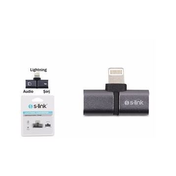 S-Link SL-TA30M Lightning Gümüş Metal Gövde 2in1 Şarj ve Kulaklık Çevirici