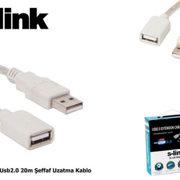 S-Link SL-UE140 USB Şeffaf Uzatma Kablosu