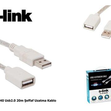 S-Link SL-UE140 USB Şeffaf Uzatma Kablosu