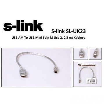 S-Link SL-UK23 Usb Am To Usb Mini 5PİN m Usb 2.0 30 cm Kablosu