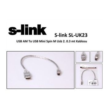 S-Link SL-UK23 Usb Am To Usb Mini 5PİN m Usb 2.0 30 cm Kablosu
