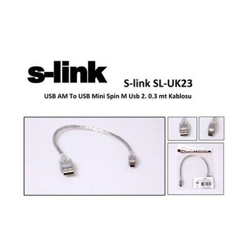 S-Link SL-UK23 Usb Am To Usb Mini 5PİN m Usb 2.0 30 cm Kablosu