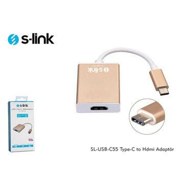 S-Link SL-USB-C55 Type-C to Type-C To HDMI Adaptör
