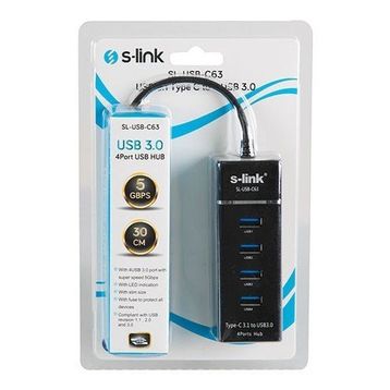 S-Link SL-USB-C63 USB 3.1 Type C to 4 Port USB 3.0 Çevirici Hub