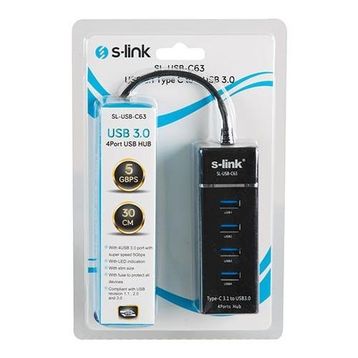 S-Link SL-USB-C63 USB 3.1 Type C to 4 Port USB 3.0 Çevirici Hub