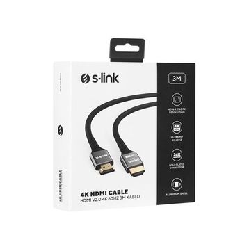 S-Link SLX-HD4K03 19+1 3 mt Metal V2.0 4K 4096x2160 60 HZ HDMI to HDMI Kablo