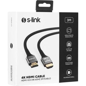 S-Link SLX-HD4K03 19+1 3 mt Metal V2.0 4K 4096x2160 60 HZ HDMI to HDMI Kablo