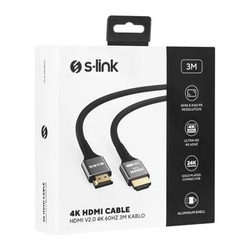 S-Link SLX-HD4K03 19+1 3 mt Metal V2.0 4K 4096x2160 60 HZ HDMI to HDMI Kablo