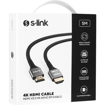 S-Link SLX-HD4K05 19+1 5 mt Metal V2.0 4K 4096x2160 60 HZ HDMI to HDMI Kablo