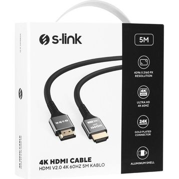 S-Link SLX-HD4K05 19+1 5 mt Metal V2.0 4K 4096x2160 60 HZ HDMI to HDMI Kablo